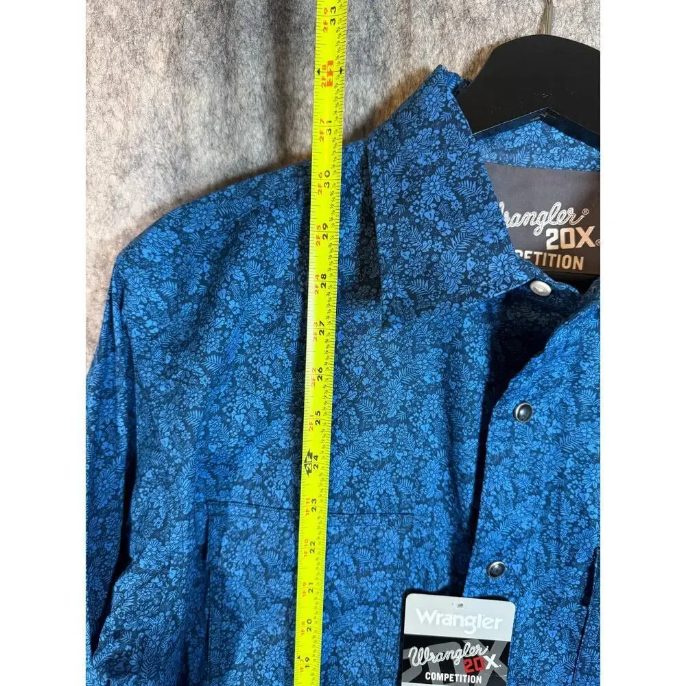 NWT Wrangler 20X Competition Shirt Blue Floral Pearl Snap Western Rodeo - Medium - Picture 6 of 6